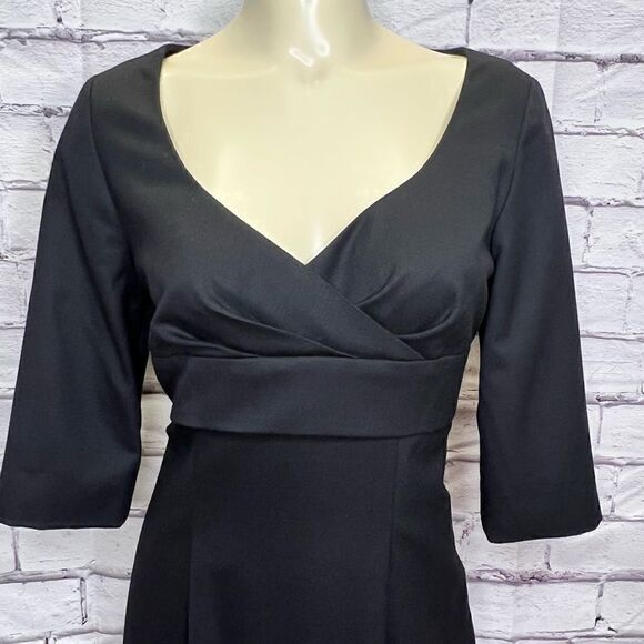 Etcetera Solid Black V-Neck Half sleeve Wool blend dress size 6 - Picture 2 of 7